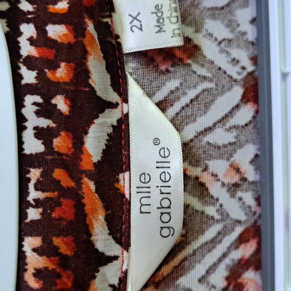 Mlle Gabrielle Brown/Orange/Red V-Neck Maxi Dress. Size 2X - Picture 6 of 8